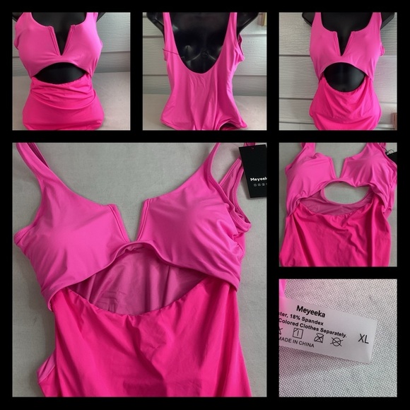 Pink one piece swimsuit. - Picture 2 of 7